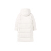 PEACEBIRD 2024 winter removable hooded long puff down jacket A1ACE4325 off-white L (size is too large, take one size smaller)