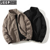 JEEP SPIRIT winter stand collar American short handsome bomber jacket cotton coat plus velvet thickened jacket men's top khaki 2XL (175-200)