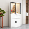 Tan Shi solid wood Buddhist niche standing cabinet glass door shrine shrine simple modern Buddhist cabinet God of Wealth Guanyin table home light luxury installation not included warm white 40*40*166