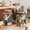 Genasi transparent glass sealed jar food-grade coffee bean storage jar capsule storage box storage jar large acacia wood cover coffee jar 1.2L