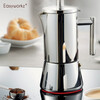 Easyworkz Moka Pot Italian Household 304 Stainless Steel Hand-brewed Coffee Pot Set Induction Stove Heated Espresso Coffee Maker Half Black Model 500ml (Filter Paper Comes with Electric Stove)
