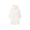 PEACEBIRD 2024 winter removable hooded long puff down jacket A1ACE4325 off-white L (size is too large, take one size smaller)