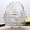 Stainless steel drain basket for washing vegetables and fruits round drain basin vegetable and fruit basket hollow drain basket for washing vegetables and water control basin steel wire flat bottom fruit basket diameter 26cm drain basket