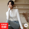 Bottoming shirt for women, half turtleneck, autumn and winter new style, thickened, can be worn outside, slimming, long-sleeved, solid color, skin-friendly, milk white, thermal storage, warmth and anti-pilling, one size fits all, suitable for 80-140 pounds