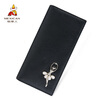 Scarecrow Women's Wallet Long Cowhide Fashion Korean Version Trendy Sweet Ballerina Girl Multi-Card Slot Hand Wallet Black
