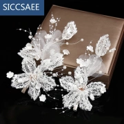 SICCSAEE japonia i Korea południowa Xianmei biała koronka kwiat klips z boku kwiat stroik ślubny suknia ślubna photo studio akcesoria fotograficzne klips boczny dwa