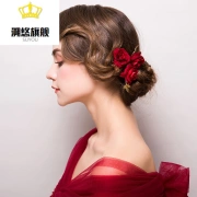 [Nowości na walentynki] nakrycia głowy dla nowożeńców nowy kwiat w kształcie głowy róży ślub chińskie akcesoria ślubne wino czerwone tosty odzież akcesoria do włosów model zestaw trzech