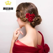[Nowości na walentynki] nakrycia głowy dla nowożeńców nowy kwiat w kształcie głowy róży ślub chińskie akcesoria ślubne wino czerwone tosty odzież akcesoria do włosów model zestaw trzech
