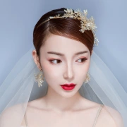 [520 prezenty] nowa suknia ślubna dla nowożeńców w stylu Yafu stroik kryształowa głowa kwiat opaska z koroną zestaw złoty tost odzież akcesoria do włosów czerwony