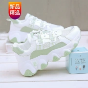 2022年春夏の女性の靴の新しいスポーツシューズ女性のトレンディな古い靴韓国語版の小さな白い靴女子学生のランニングシューズ滑り止めの耐摩耗性の緑の単一のネット36