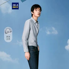 Hlaハイランの長袖シャツメンズ21年春のクラシックファッション オックスフォードコットンソフトカジュアルシャツhnead1d002aライトグレー a39 Hlaハイランの長袖シャツメンズ21年春のクラシックファッション オックスフォードコットンソフトカジュアルシャツhnead1d002aライトグレー a39