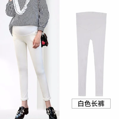 10月mingshangマタニティパンツ アウターウェアレギンス 春物 小さな黒いパンツ 白いパンツ ベリーリフト 調節可能なカジュアルレギンス 白いズボン ベーシックエディション Xxl