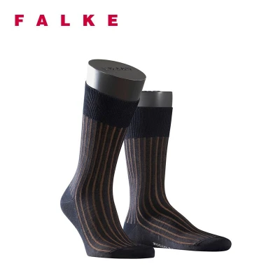 Falkeソックスメンズドイツから輸入ワイドストライプリブビジネスファッションカジュアルコットン快適メンズ通気