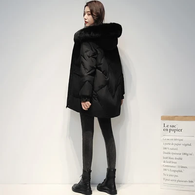 La Chapelle Lachapelleダウンジャケットレディースミドル丈21冬ファッションレディースウォームダウンオーバーオールホワイト