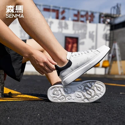 Semirmcqueen小さな白い靴メンズシューズ21年秋冬厚底の増加した恋人たち白い