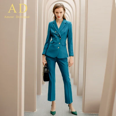 Ad春秋ファッションウエスタンスタイルブルースーツレディーススーツプロ着気質女神ファン作業着作業服olフォーマルスーツスーツ パンツm