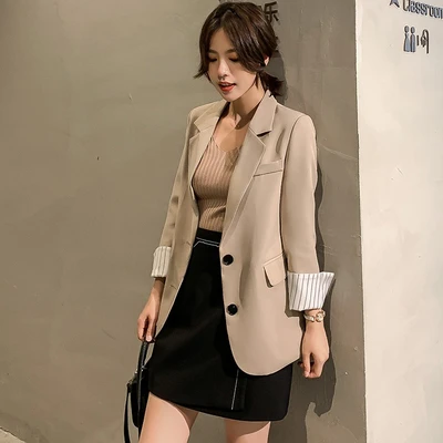 Maishihuiカジュアルスーツレディースミドル丈スリムスリットスモールスーツジャケット春秋韓国婦人服は薄手の長袖トレンディなディープアプリコットm Maishihuiカジュアルスーツレディースミドル丈スリムスリットスモールスーツジャケット春秋韓国婦人服は薄手の長袖トレンディなディープアプリコットm