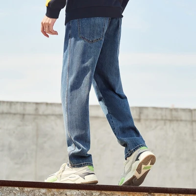 セミアージーンズメンズ21秋レトロルーズブルーデニムパンツトレンドメンズテーパードパンツ