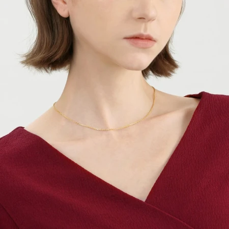 Chow Sang Sang Gold Necklace Pure Gold Ten Thousand Words All-match Plain Chain Clavicle Chain Jewelry Gold Jewelry 09251N Price 40cm-2.5g Including labor costs 100 yuan