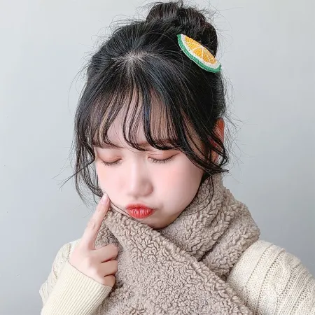 [Place C] Wool Korean children's hairpin bangs clip fruit hairpin bb clip net red small jewelry female headdress little girl hair accessories Barberry plush BB clip [1 pack]
