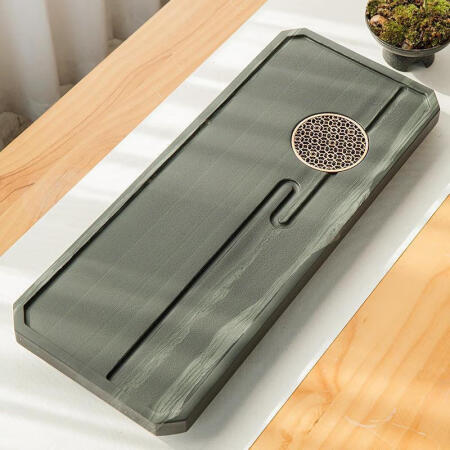 Tea tray, tea tray, tea table, natural whole block of black gold stone, complete set of tea set, Kung Fu tea tray, household simple Tianluo green tea slate relief, large, medium and small, the years are quiet 60*25*3