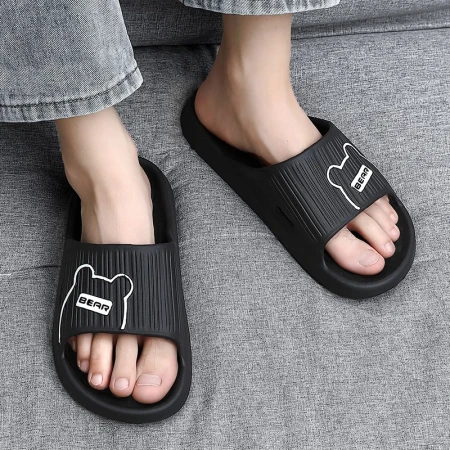 Anshangfen sandals and slippers for men indoor and outdoor simple fashion comfortable soft bottom couple non-slip bathroom large size slippers women black 42-43 suitable for 41-42