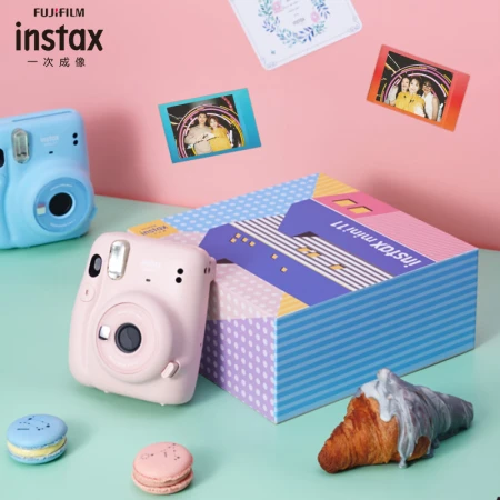 Fuji instax instant instant imaging camera mini11 exquisite gift box cherry powder with 10 sheets of photo paper