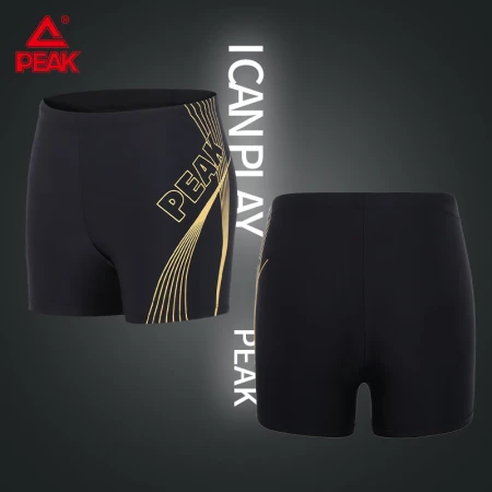 Peak swimming trunks men's swimsuit anti-chlorine comfortable flat-angle quick-drying not close-fitting hot spring vacation professional swimming trunks YS00102 black gold L