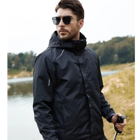 Simboo Simboo jacket men's and women's trendy brand three-in-one two-piece cotton warm jacket jacket autumn and winter cold-proof windbreaker ski mountaineering cotton-padded jacket work clothes 1855 black-male 4XL