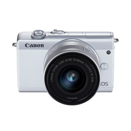 Canon CANON m200 micro-single camera home travel high-definition beauty selfie single electric vlog camera white 15-45 daily shooting kit official standard configuration does not include memory card/gift bag, only factory configuration