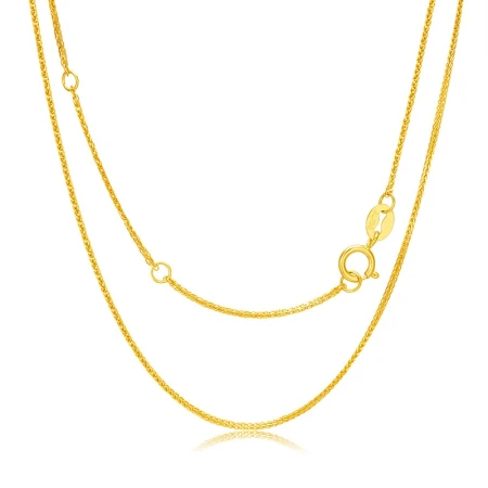 Chinese Gold K Gold Necklace Women's Plain Chain for Wife's Birthday Gift [Yellow] K Gold Chopin Chain About 1g