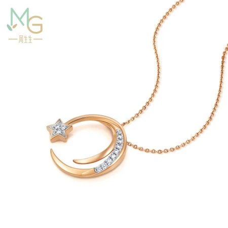 Chow Sang Sang Diamond Necklace 18K Gold Love Whisper Wish Star Color Gold Necklace Pendant Ins Style Female Model 90859U Priced at 47cm