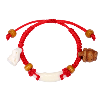 Fuguang Puzhao baby bracelet dog teeth red rope hand string mahogany blue pig bone peach core children's anklet adult newborn gift supports lettering cinnabar black tourmaline baby style