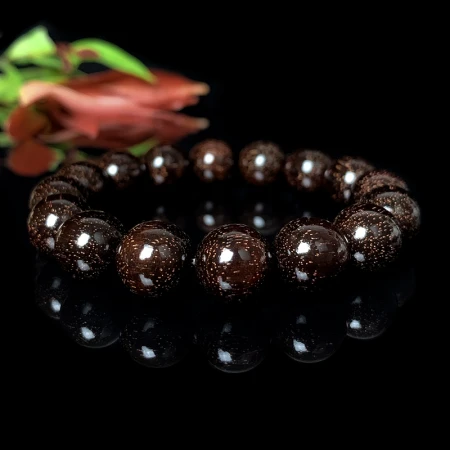 Tao Muyuan Man Venus Small Leaf Red Sandalwood Bracelet Men's and Women's Buddhist Beads Playing Old Material Couple Hand String 12mm/16 Full Venus Small Leaf Red Sandalwood Bracelet