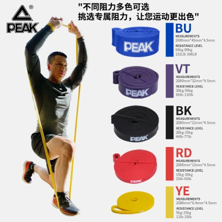 Peak Yoga Elastic Rope Elastic Band Resistance Band Men and Women Strength Training Pull Band Puller Pull Up Assist Force Stretch Rope Stretch Band Red 40-70 Pounds YJ90462