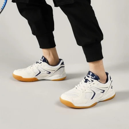 Pull back table tennis shoes 2022 spring sports shoes for men and women couple models low top breathable mesh table tennis shoes badminton shoes soft bottom shock absorption/103HC white dark blue 42/standard size