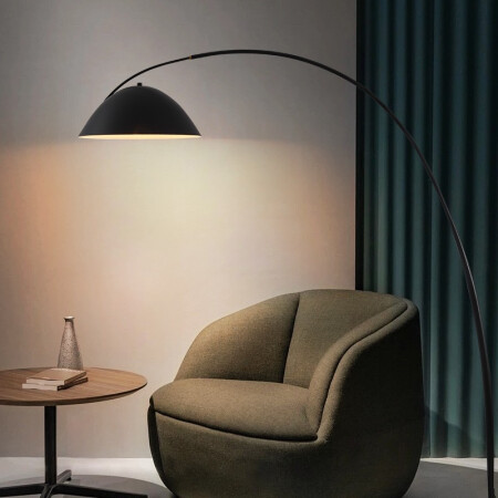 Huangmeng Fishing Lamp Floor Lamp Living Room Sofa Lamp Modern Simple Nordic Creative Minimalist Light Luxury Design Vertical Lamp Black Small-H182*W147cm-Three Colors 12w