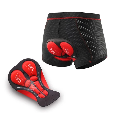 Cavalry cycling underwear shorts cycling clothing male and female silicone cushion breathable quick-drying mountain bike road bike pants seat cushion equipment black and red XL size