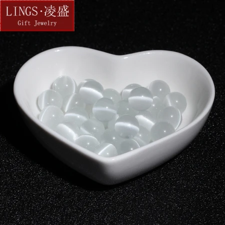 Lingsheng selected pink and white cat's eye loose beads DIY jewelry accessories hand-woven beaded beaded Zhou Fu word with the same white cat's eye 6mm [30] can be used as a single ring bracelet