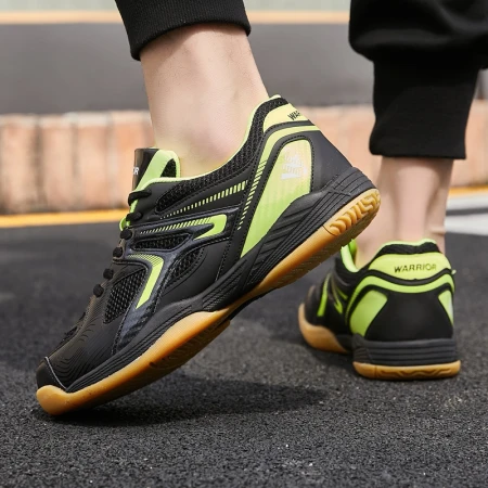 Pull back sports sneakers low top thick bottom non-slip table tennis shoes breathable mesh shoes men and women couple shoes shock-absorbing floor table tennis shoes non-slip breathable table tennis shoes 103HC black/fluorescent green 39/standard size