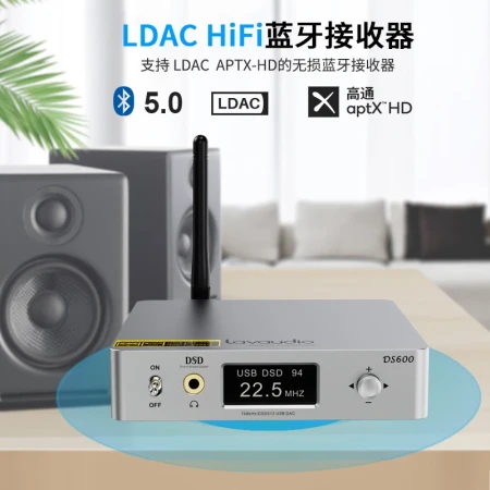 Yimo Acoustics Multifunctional Desktop Decoder LDAC Bluetooth Receiver Class A Earamp HiFi Fever DSD512 Hard Solution Professional Audio DAC DS600-Bright Silver