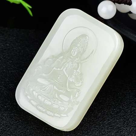 [Christmas gift] Jade for a thousand years [Jade orphan] Hetian jade Guanyin pendant men's blue and white Guanyin Bodhisattva jade pendant brand pendant with certificate QZM3590z