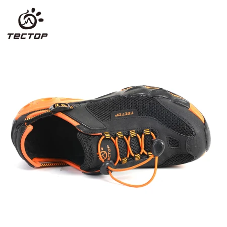 Tantuo TECTOP river tracing shoes spring and summer wading shoes outdoor drainage hiking shoes couple sports breathable wear-resistant casual shoes men's black/orange red 43