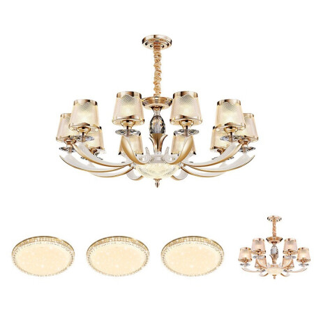 NVC Lighting NVC European Light Luxury Crystal Chandelier Atmospheric Living Room Lights Modern Simple Home Restaurant Lamps Lighting Highly Recommended! Crystal Nianhua 10 Heads, 6 Heads, Three Bedrooms and Two Halls [with 9 Watts and 3 Color Light Sources]