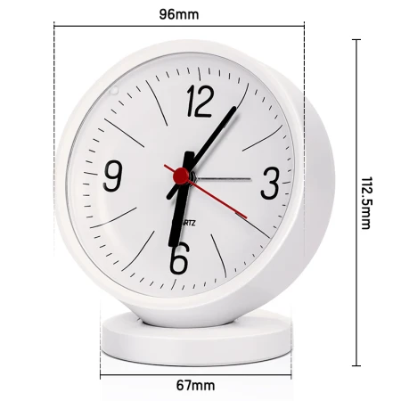 Efektif Toko Roti Newsea Sederhana Pointer Jam Alarm Satu Tombol Tunda Lembut Lampu Malam Lampu Kamar Tidur Samping Tempat Tidur Meja Bulat Fashion jam Meja Putih NS886