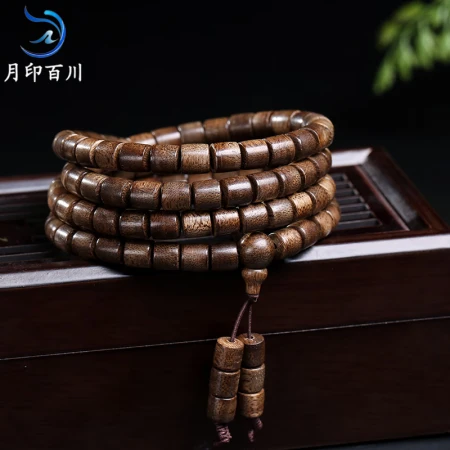 Yueyin Baichuan agarwood bead bracelet for men and women 108 multi-circle agarwood Buddha beads bracelet barrel beads about 6*6mm
