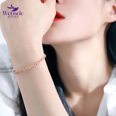 Wei Tianxuan Diamond Bracelet Female Rose Color Gold Group Set Diamond Bracelet Fashion Hand Jewelry Send Girlfriend to Wife Birthday Gift FG/Youbai SI/Xiaoxiak Rose Gold