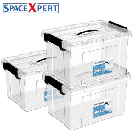 SPACEXPERT nearly right-angle hand-raised transparent plastic storage box 30L three mask storage box Lego toy storage box