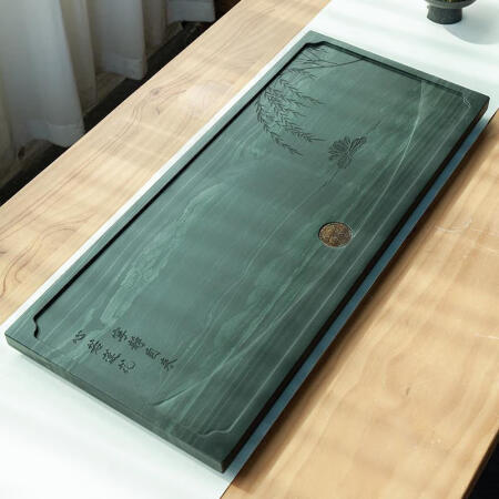 Tea tray, tea tray, tea table, natural whole block of black gold stone, complete set of tea set, Kung Fu tea tray, household simple Tianluo green tea slate relief, large, medium and small, the years are quiet 60*25*3