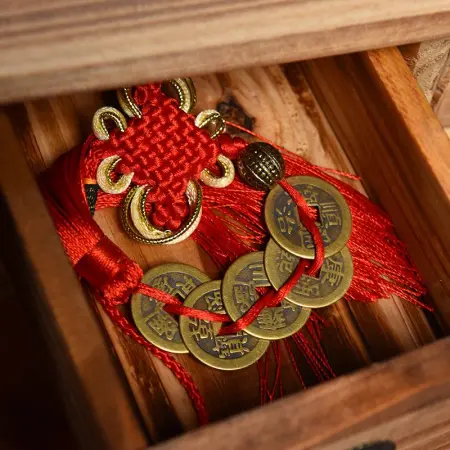 Dai Yutang Chinese Knot Five Emperors' Coin Festive Ornament Copper Coin Transfer to Resolve Door-to-Door Five Emperors' Coin Hanging Room Door Home Furnishing Ornament Ornament Opening Gift Car Car Pendant KD99-60A-2 Two Strings of Five Emperors' Coin + Hook